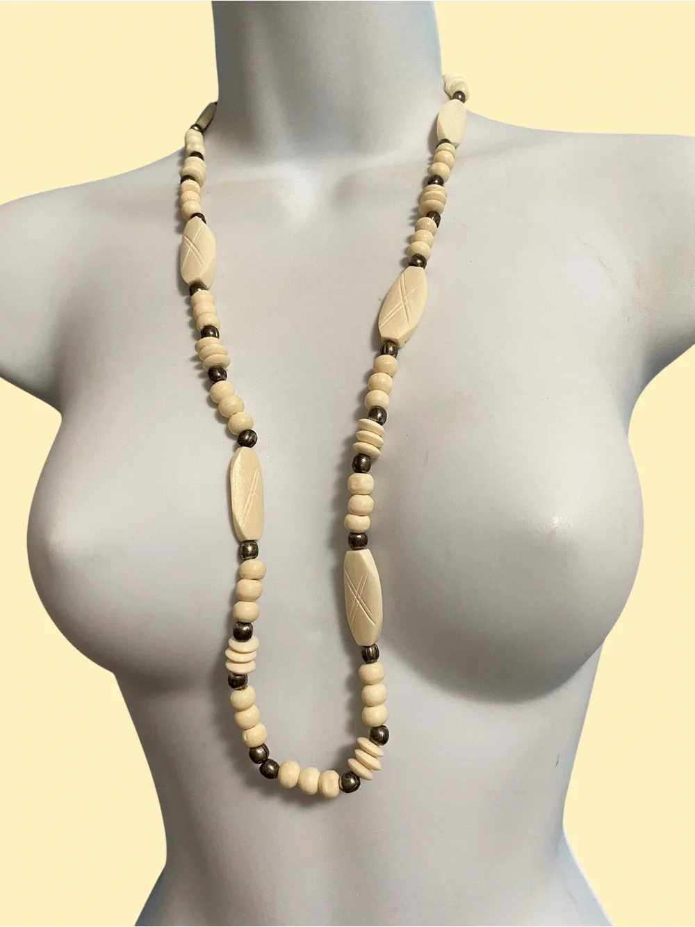 Bohemian Bovine Beads + Silver Ethnic Necklace